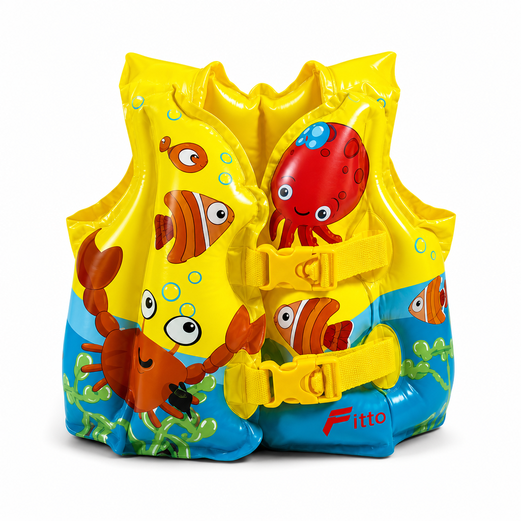 60 Pieces Inflatable Swim Vest with Arm Floats, Yellow Animal Design