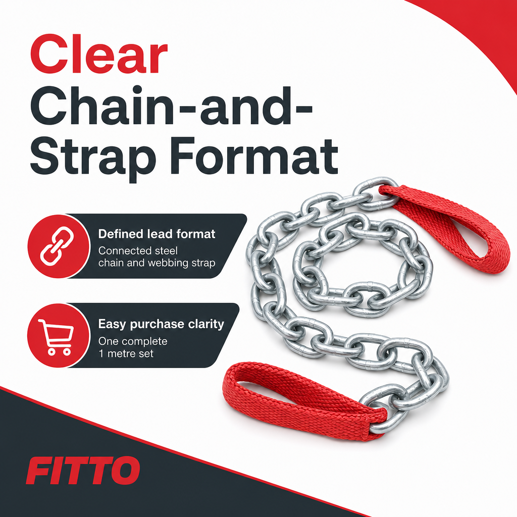 120 Pieces 4 mm Steel Pet Utility Chain with Red Webbing Strap, 1 m, Silver and Red, 1 Set
