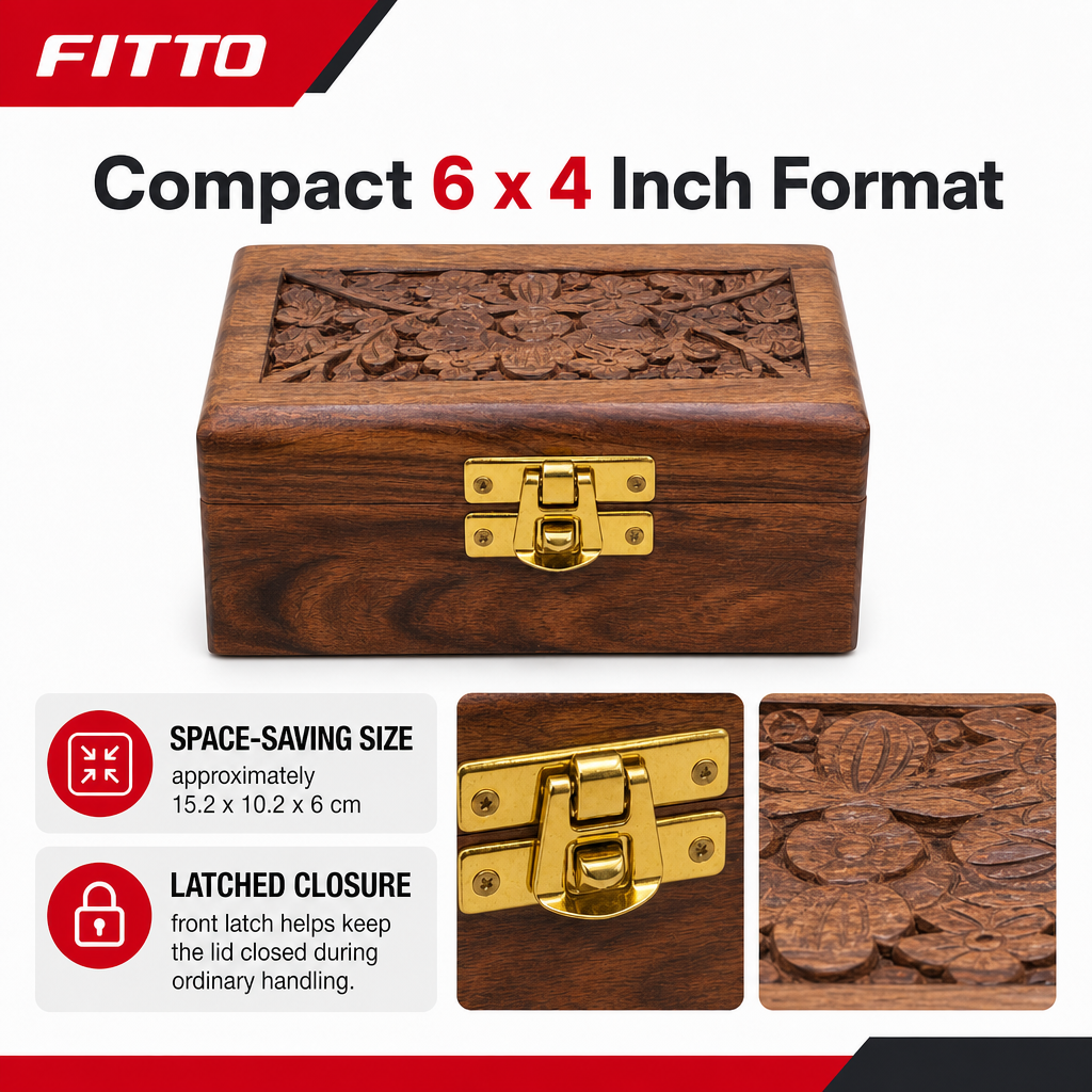 120 Pieces Wooden Rectangular Storage Box with Latch, 6 x 4 Inch, Brown