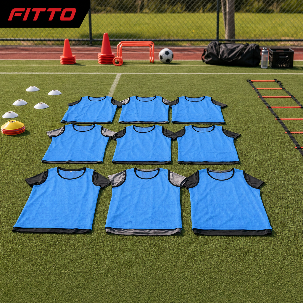 48 Pieces Mesh Sports Training Bib Vests, Small Size, Light Blue, 12-Piece Pack