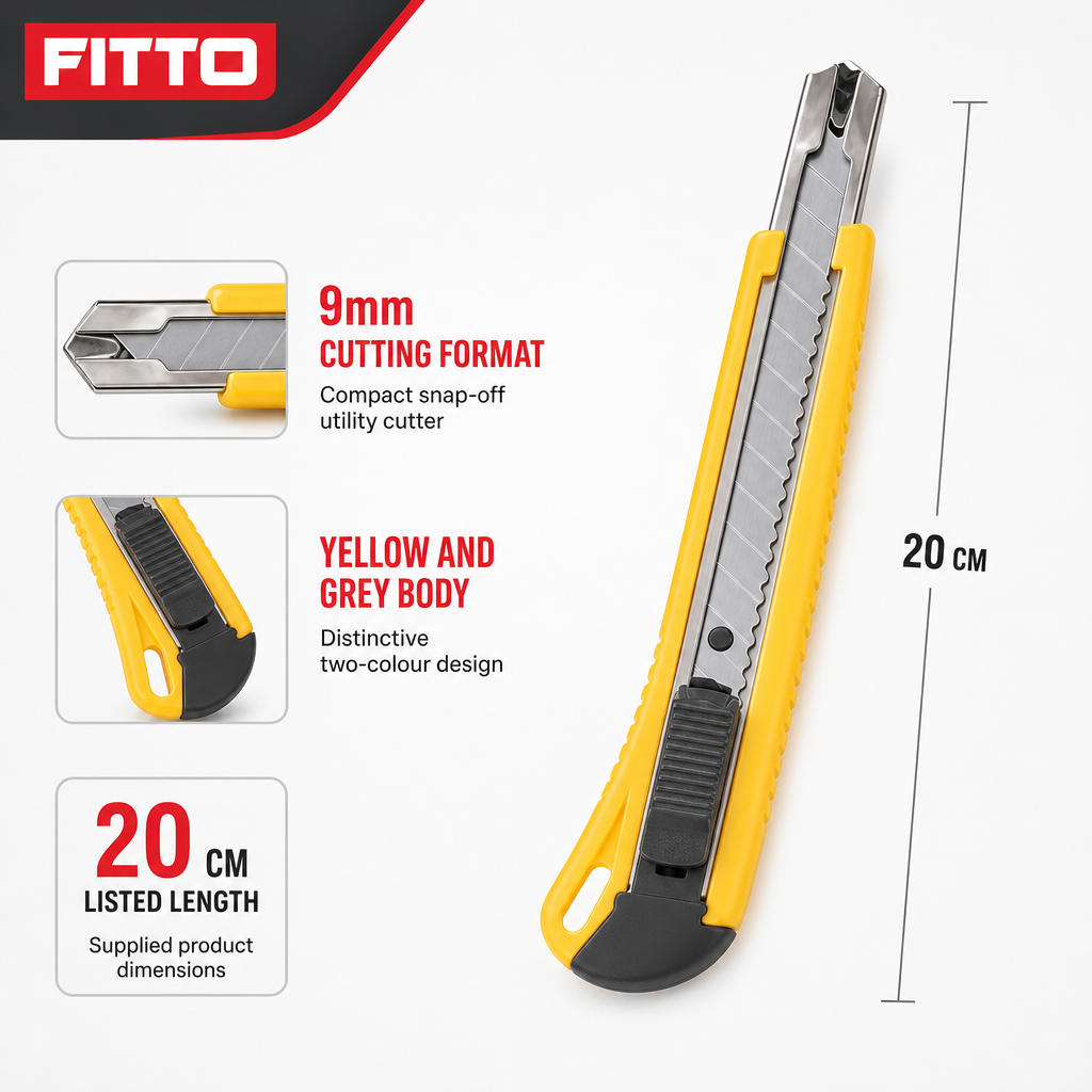144 Pieces Snap-Off Utility Cutter, 9mm, Yellow and Grey, 1 Piece