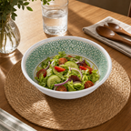 96 Pieces Melamine Salad Bowl, 9 Inch, White with Green and Yellow Pattern, Round Tablewares for Serving