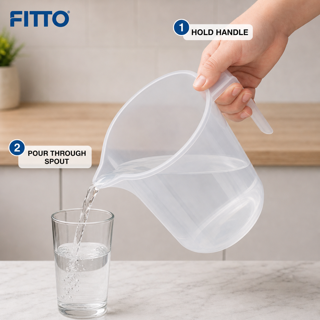 144 Pieces Transparent Plastic Pouring Mug with Handle, 1.5 Litre