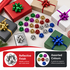 96 Pieces Metallic Flower Bows, Assorted Colours, 2.5 Inch, 40 Pieces for Wrapping and Party Decoration