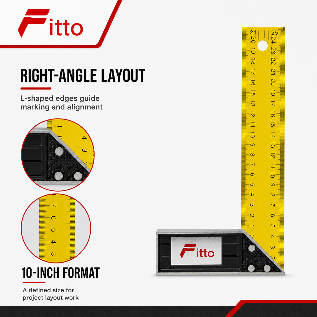 144 Pieces Carpenter L-Square Ruler, 10 Inch, Yellow and Black, 1 Piece