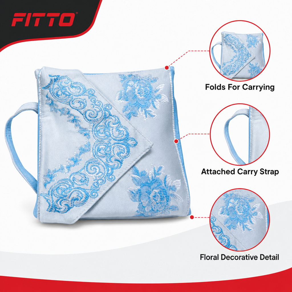 96 Pieces Prayer Mats with Carry Strap, Travel Size, Light Blue Floral Design, 1 Piece