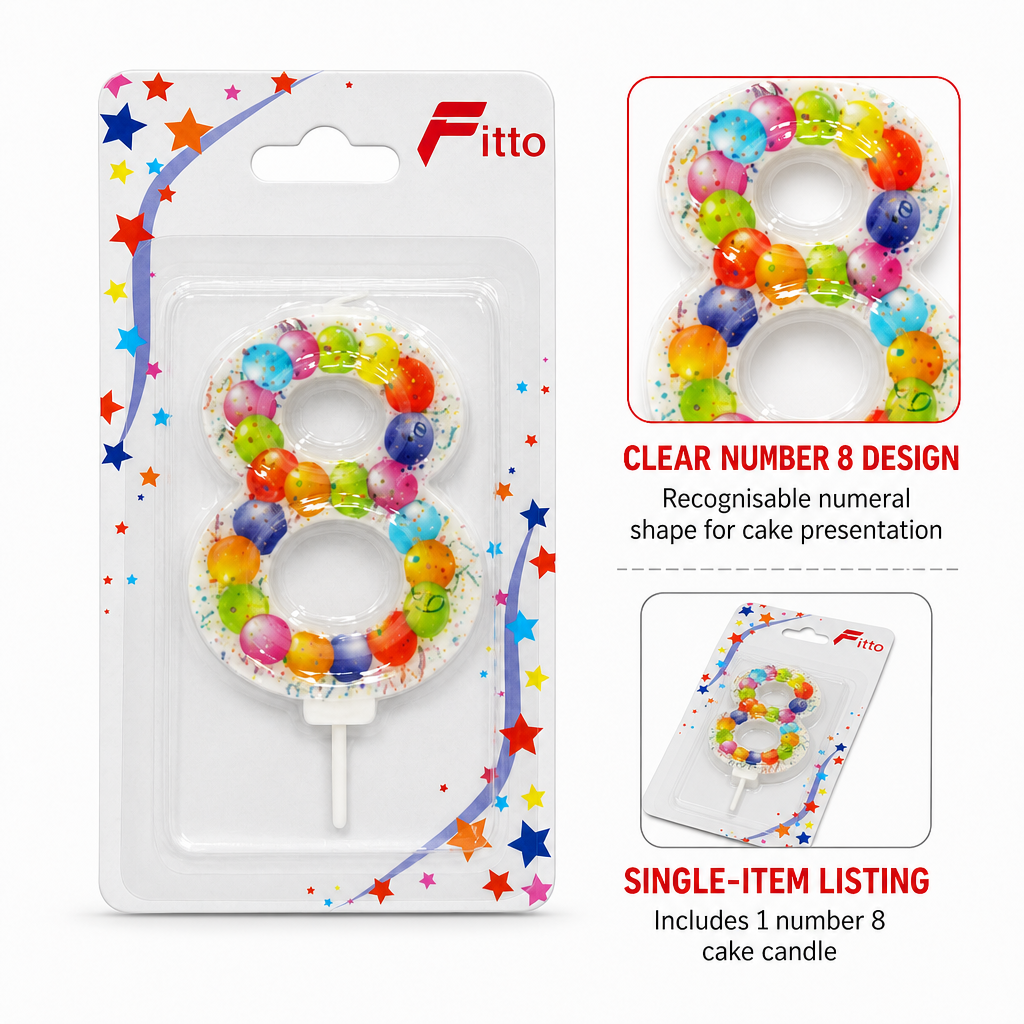 240 Pieces Mixed Colour Number 8 Cake Candle, Single Decorative Numeral Candle for Celebration Cakes