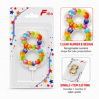 240 Pieces Mixed Colour Number 8 Cake Candle, Single Decorative Numeral Candle for Celebration Cakes