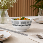 144 Pieces Rice Bowl, 4 Inch, Grey With Geometric Border, Single Tablewares Bowl for Side Portions and Serving