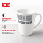 120 Pieces Melamine Mug with Handle, White and Grey Geometric Pattern, 1 Piece