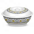 96 Pieces Melamine Lidded Serving Bowl, 10 Inch, White Floral Pattern