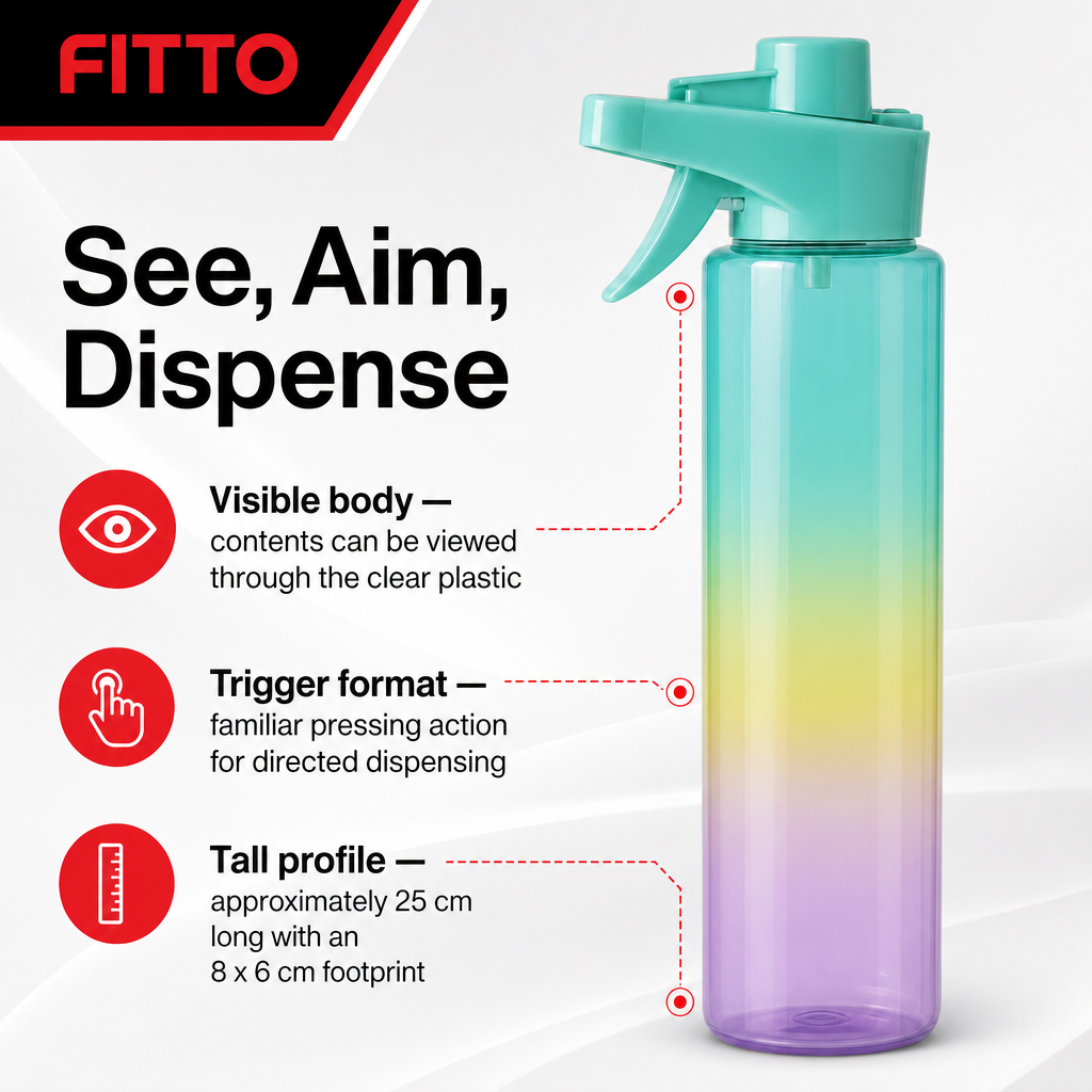 96 Pieces Clear Plastic Spray Bottle with Trigger Nozzle, Translucent Multicolor Gradient, 25 cm