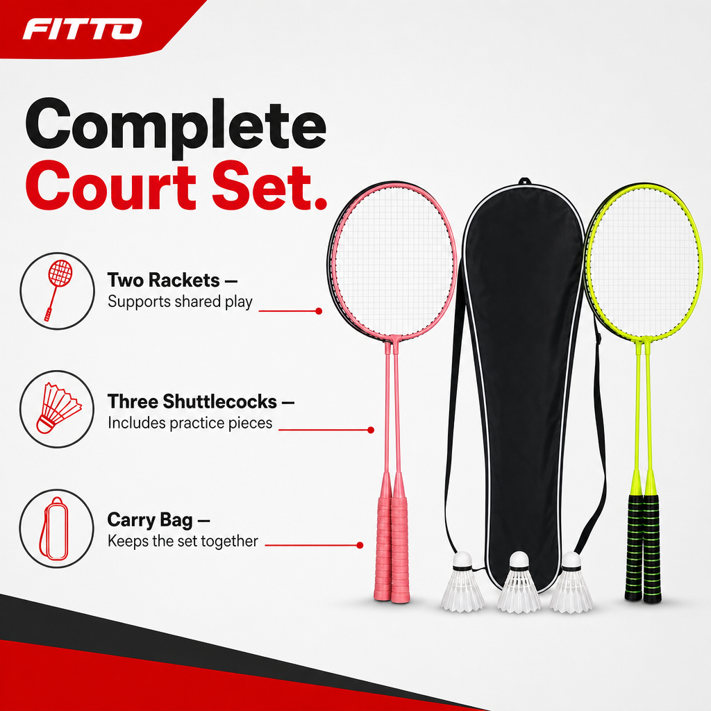 96 Pieces Badminton Racket Set with 2 Rackets, 3 Shuttlecocks and Carry Bag