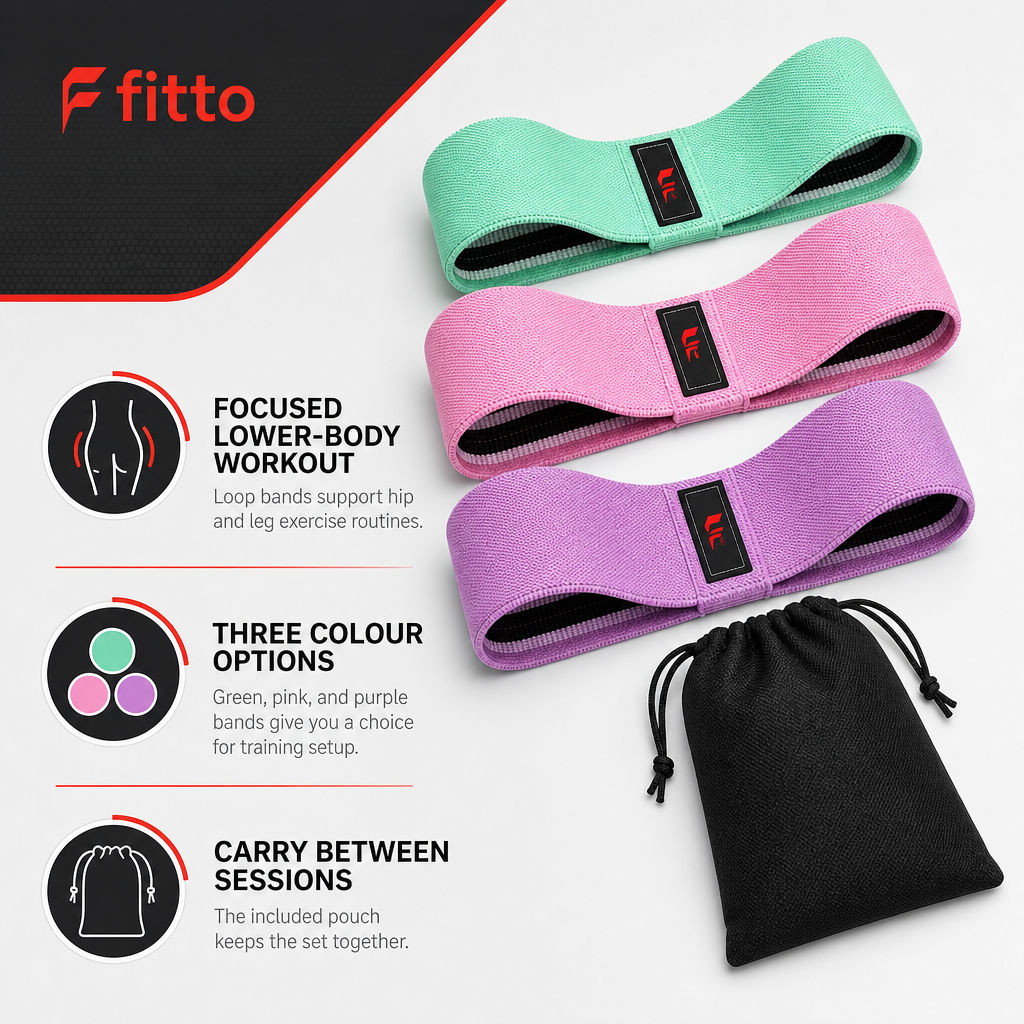72 Pieces Hip Resistance Bands Set for Exercise and Fitness, 3-Piece Set with Storage Pouch