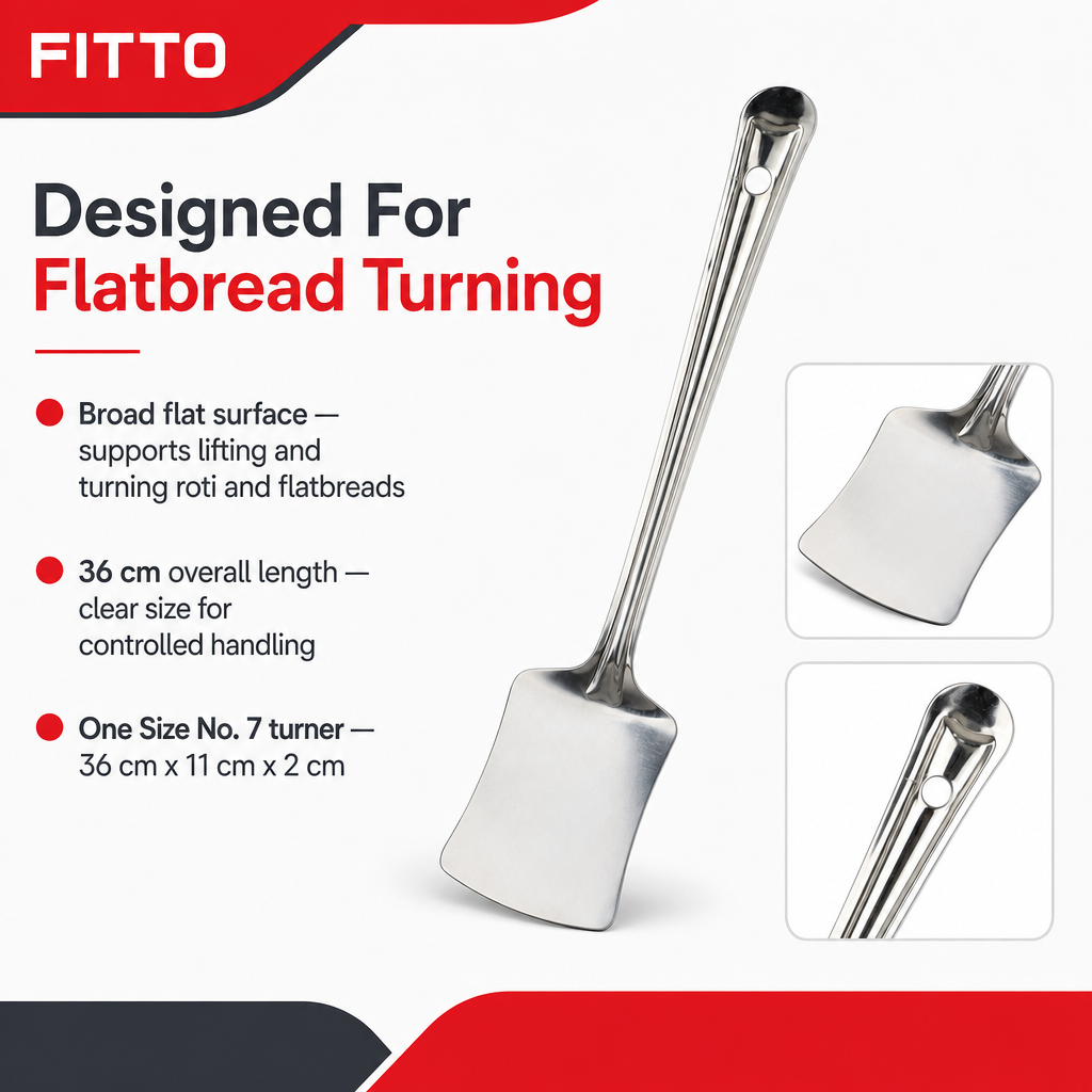 96 Pieces Stainless Steel Roti Turner, Flat Kitchen Spatula, Size No. 7, 36 cm