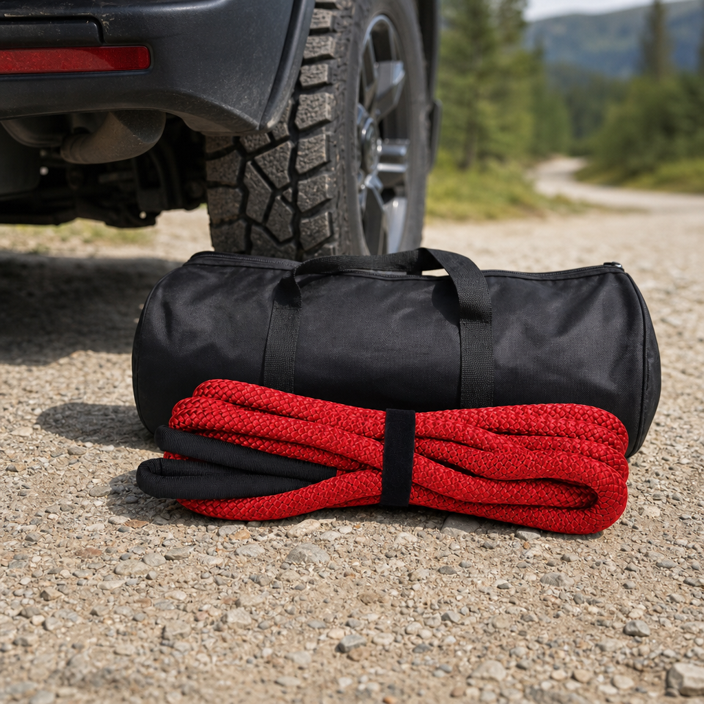 48 Pieces Kinetic Vehicle Recovery Tow Rope, 6 m, 8.2 Ton, 30% Elasticity, Red