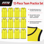 48 Pieces Mesh Sports Training Bib Vests, Standard Size, Yellow, 12-Piece Pack