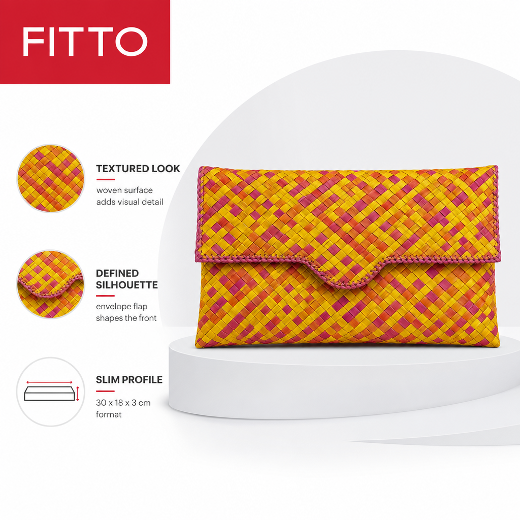 72 Pieces Woven Envelope Clutch Bag, Multicolour, Slim Rectangular Handheld Design, 30 x 18 x 3 cm