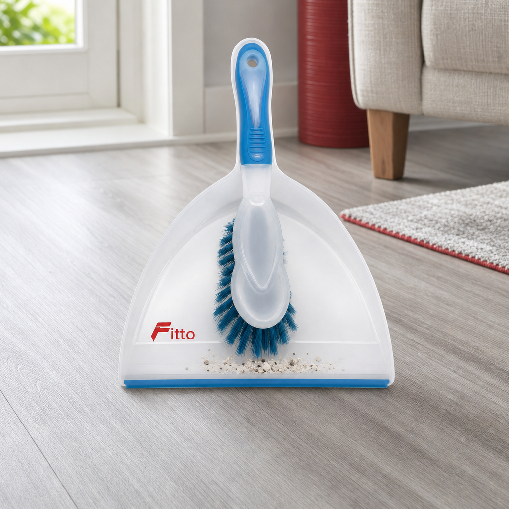 96 Pieces Dustpan and Brush Set, Transparent Pan with Assorted Colour Accents, 32 x 24 x 10 cm
