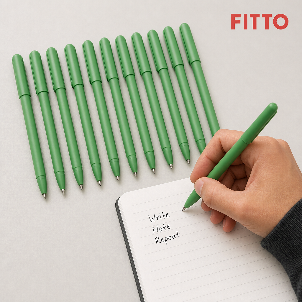 144 Pieces Ball Pens, Green Matt Body, 12 Pack