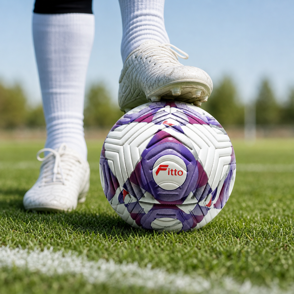 72 Pieces Football Size 5, White and Purple Geometric Design, Single Ball for Training and Recreation