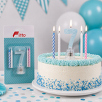 144 Pieces LED Happy Birthday Number 7 Cake Candle Set with Four Candles, 9 cm