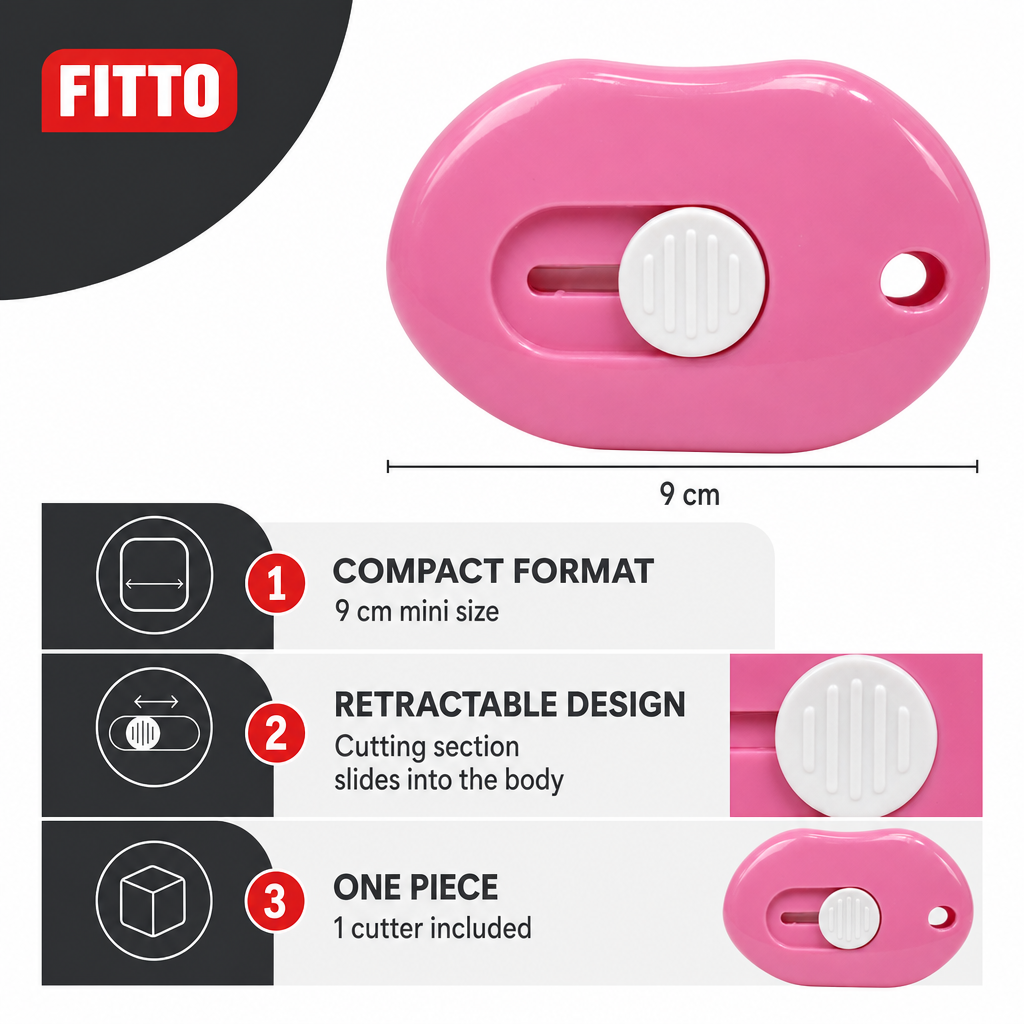 96 Pieces Mini Retractable Utility Cutter No. 611, 9 cm, Pink and White, 1 Piece