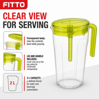 96 Pieces Water Jugs With Lid and Handle, 2 L Transparent Plastic Rectangular Pitcher, Assorted Colour, 1 Piece