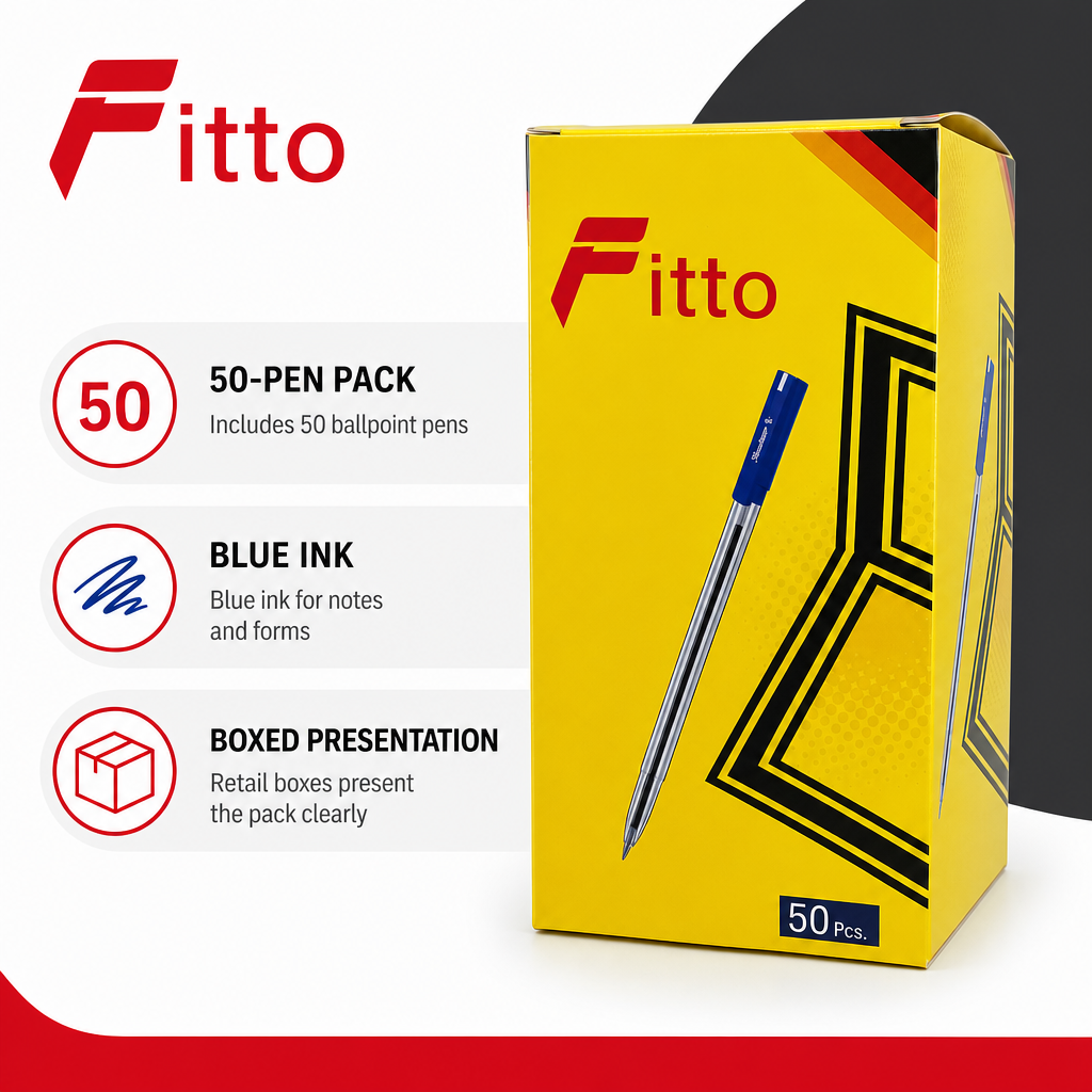 96 Pieces Ballpoint Pens, Blue Ink, 50 Pack for Office, School and Everyday Writing