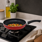 72 Pieces Red 20 cm Aluminium Non-Stick Frying Pan with Black Handle
