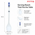 144 Pieces Curry Ladle, Melamine Serving Spoon with Decorative Handle, White, 32 cm
