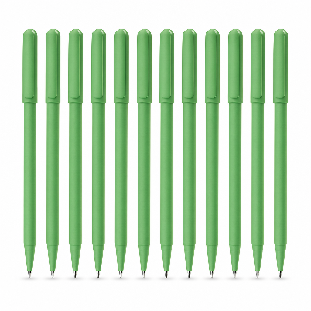 144 Pieces Ball Pens, Green Matte Body, 12 Pack, Office and School Writing Supplies
