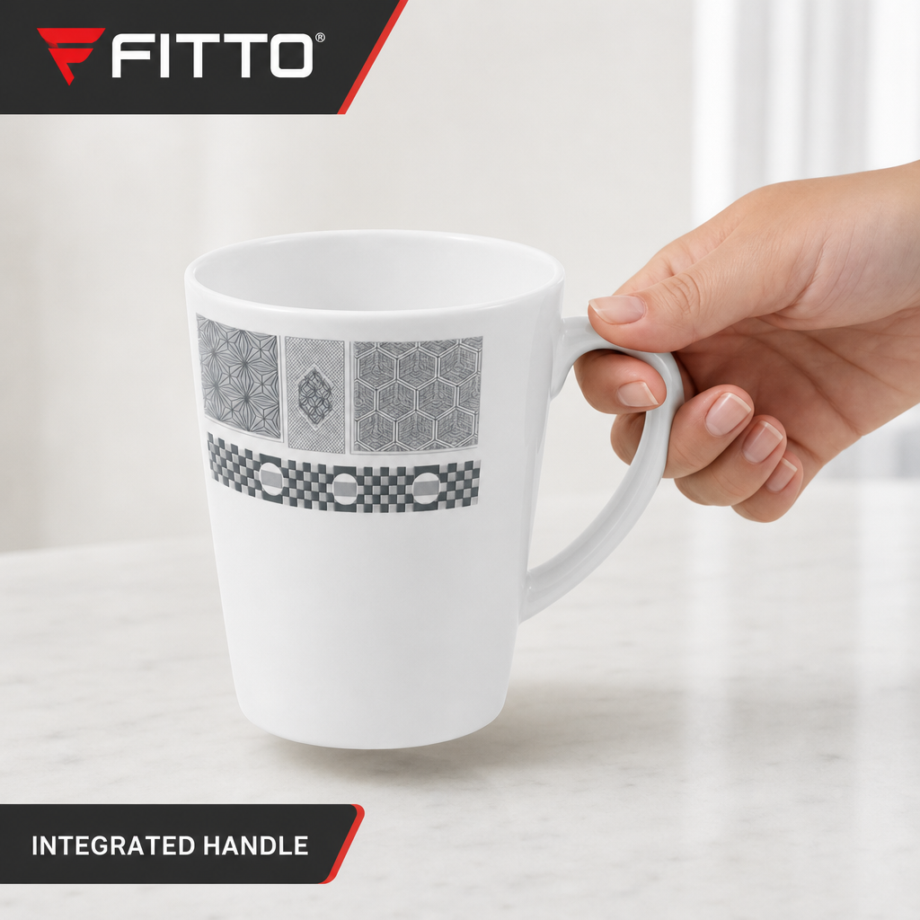 120 Pieces Melamine Mug with Handle, White and Grey Geometric Pattern, 1 Piece