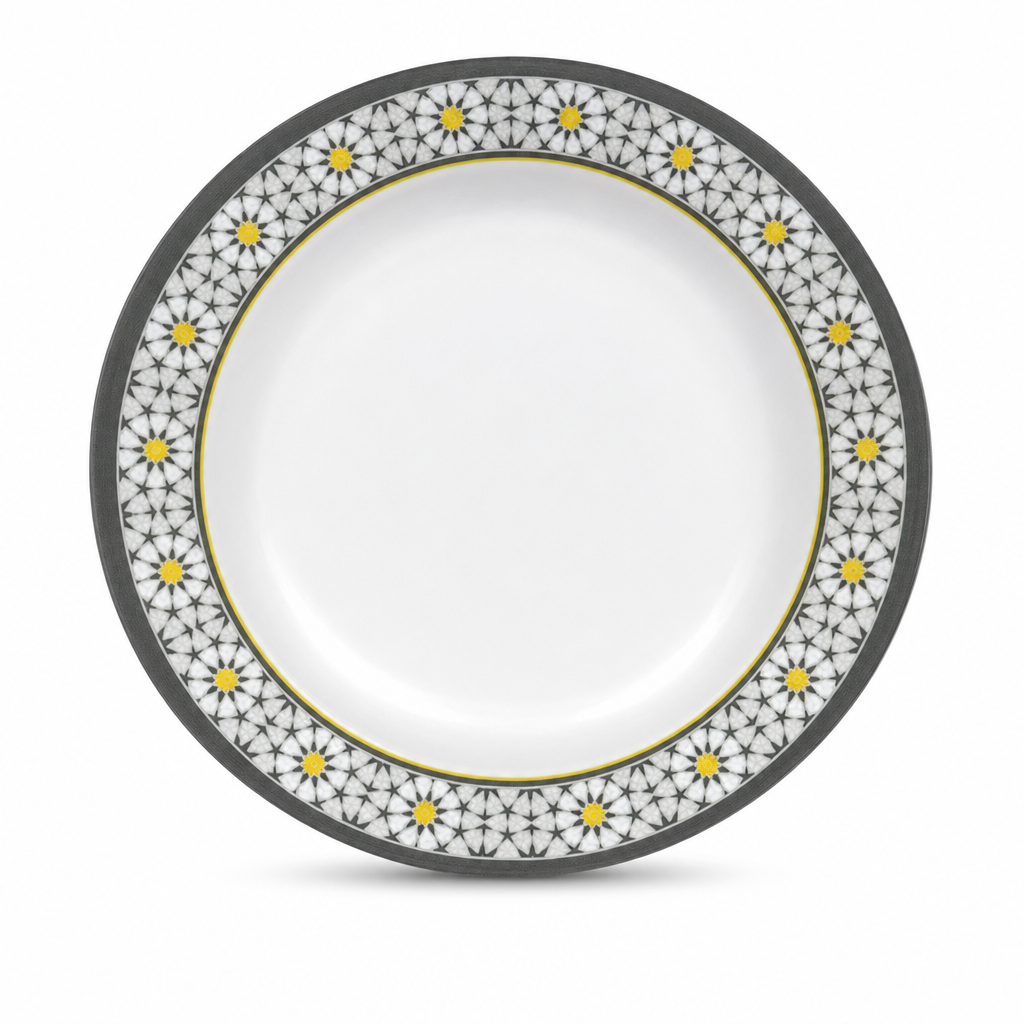 144 Pieces Melamine Dinner Plate, 6 Inch, Floral Border Pattern, Round Tablewares for Serving