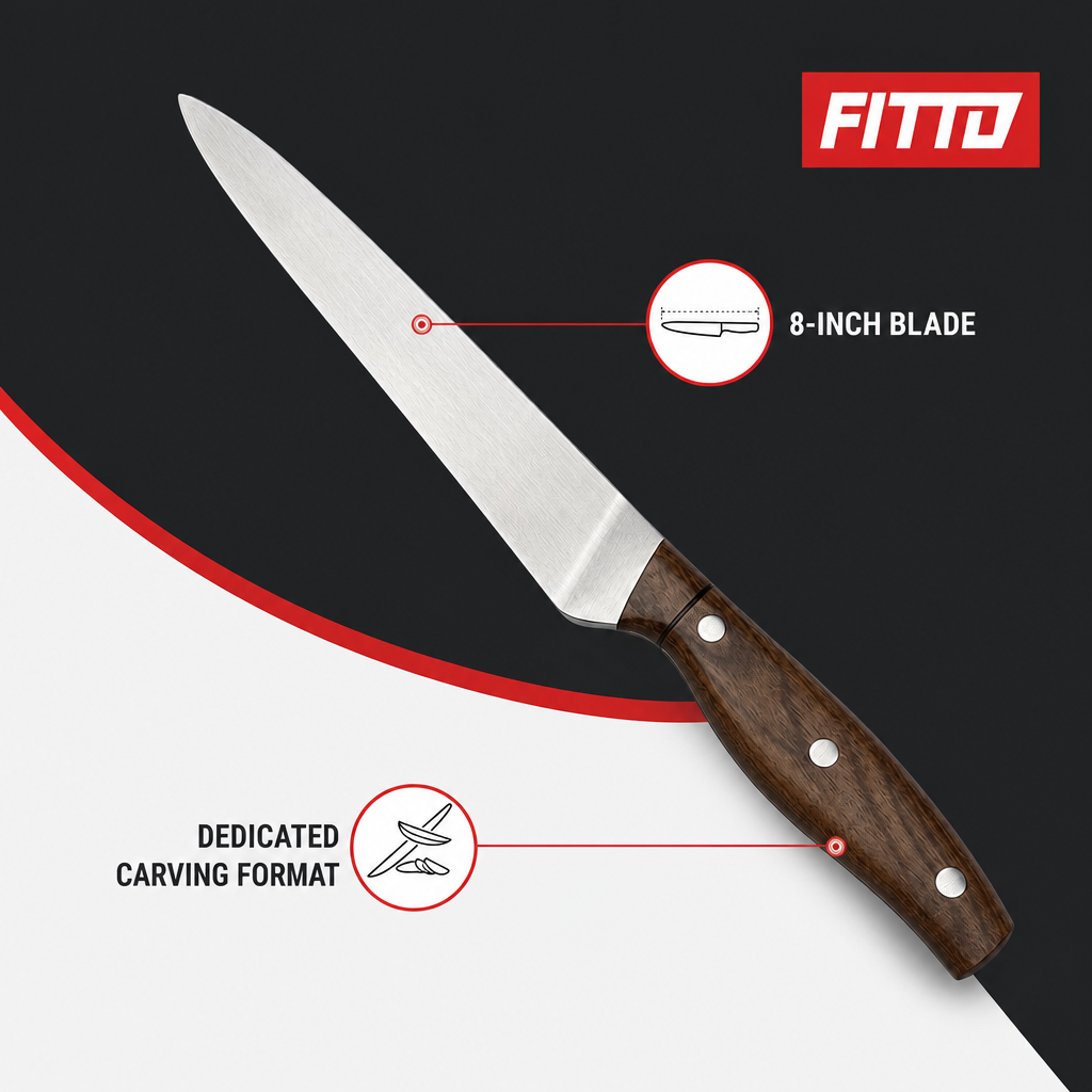 72 Pieces Carving Knife, 8 Inch, Brown Handle and Silver Blade for Kitchen Slicing