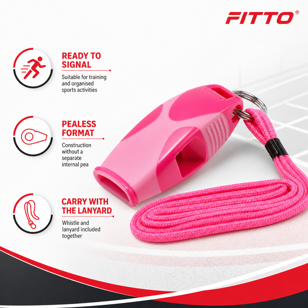 96 Pieces Sports Whistles, Pealess Design with Lanyard, Pink