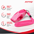 96 Pieces Sports Whistles, Pealess Design with Lanyard, Pink