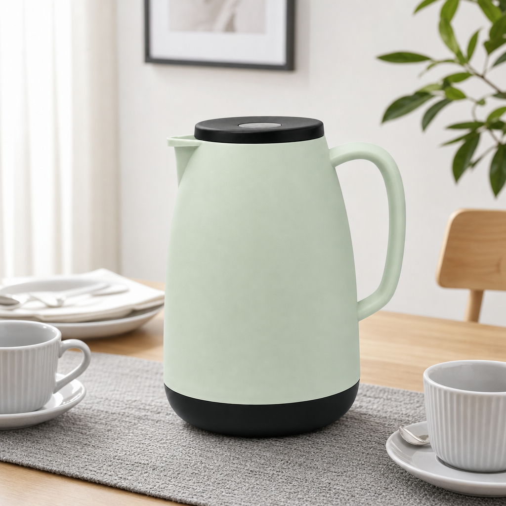 72 Pieces 1-Litre Vacuum Flask with Handle and Pour Spout, Assorted Green or White, 1 Piece