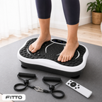 48 Pieces Small Vibration Exercise Platforms with Resistance Bands, Bluetooth, Remote Control and White Plastic Housing