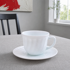 72 Pieces Opal Glass Coffee Cups with Saucers, 190 ml, 6-Piece Pack