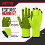 72 Pieces Knitted Work Gloveses with Grip Dots, 24 cm, Neon Green and Black, 1 Pair