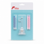 144 Pieces LED Happy Birthday Number 1 Cake Candle Set with 4 Candles, 9 cm