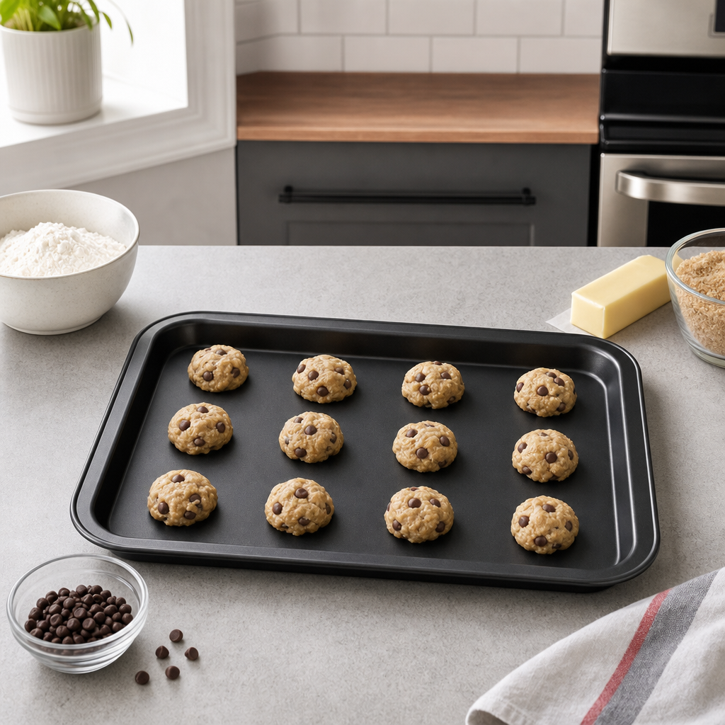 96 Pieces Black Rectangular Carbon Steel Non-Stick Baking Tray, 42 × 29 cm, 1 Piece