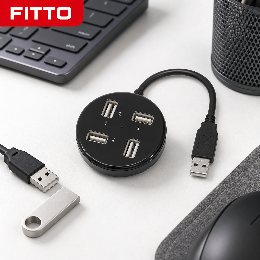 96 Pieces 4-Port USB 2.0 Hub, 480Mbps Data Transfer, Black