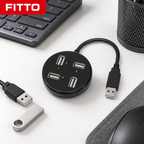 96 Pieces 4-Port USB 2.0 Hub, 480Mbps Data Transfer, Black