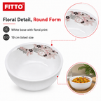 144 Pieces White Round Serving Bowl with Floral Print, 19 cm, 1 Piece