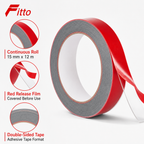 120 Pieces Grey Double-Sided Mounting Tape with Red Release Film, 15 mm x 12 m