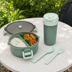 96 Pieces Round Plastic Lunch Box Set with 500 ml Bottle and Cutlery, Assorted Colour