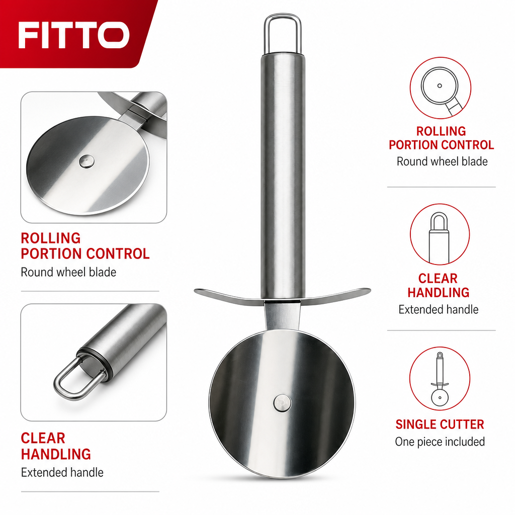 96 Pieces Stainless Steel Pizza Cutters with Wheel Blade, 25 cm, 1 Piece