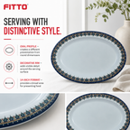 96 Pieces Melamine Oval Plate, 14 Inch, Decorative Rim Design for Serving and Dining